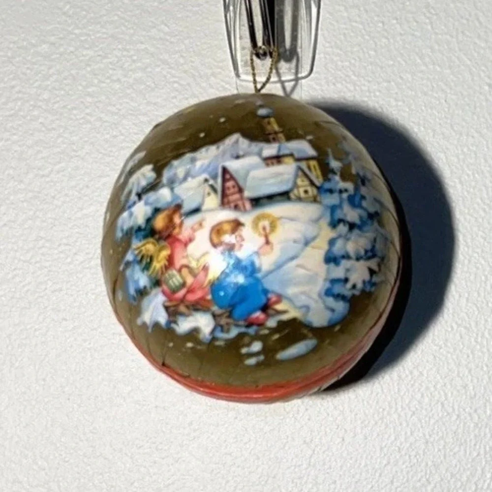 Vintage German Angel Burlap+Paper Mache' Christmas Candy Container Ornaments Lot
